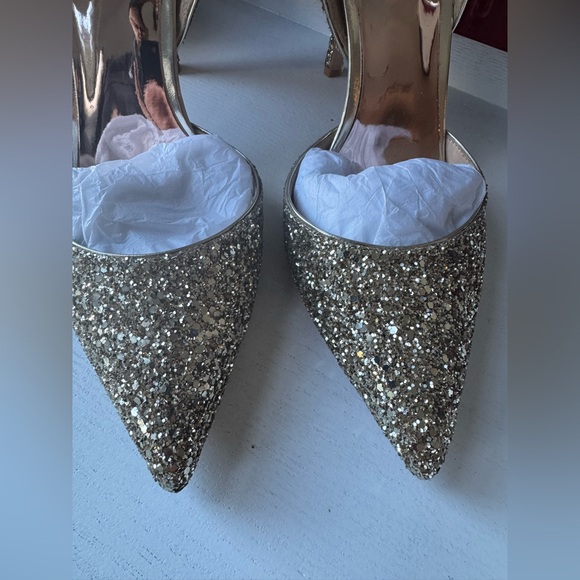 Badgley Mischka Glittering Gold Heels - Picture 3 of 11